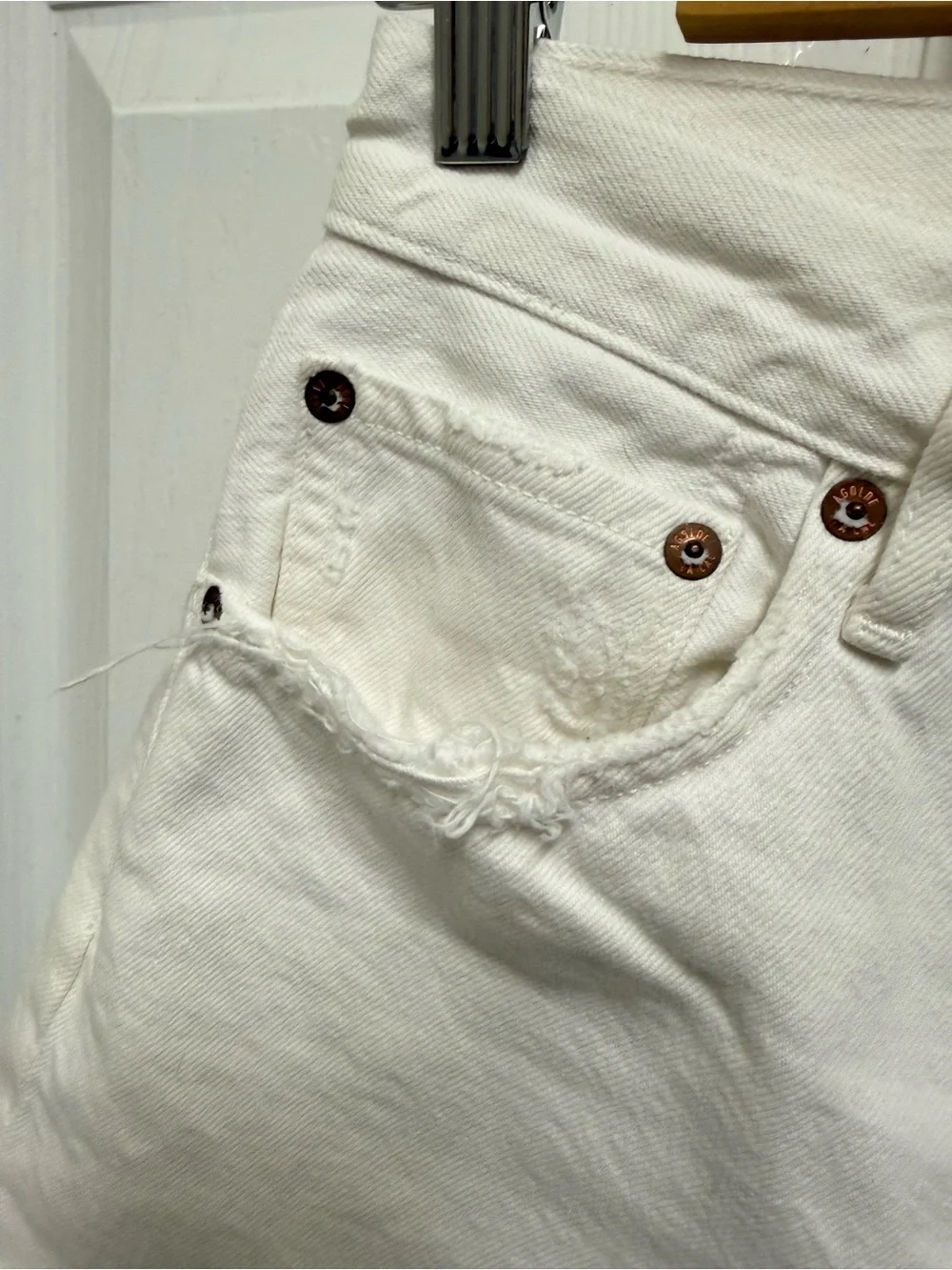 Agolde Parker White Denim Shorts
